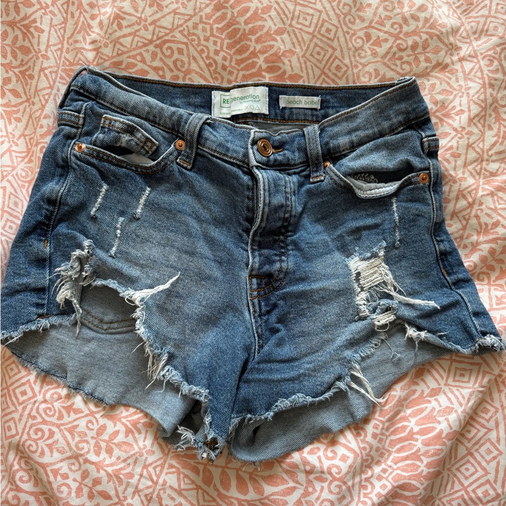 Blue Distressed Denim Shorts